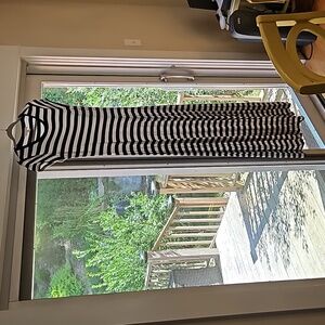 black and white stripes michael kors summer long maxi dress